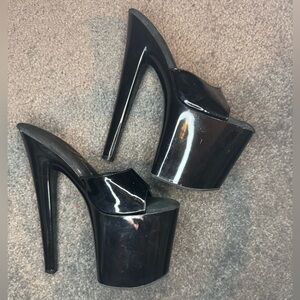 Ellie Shiny Black Platform Stilletto Heels